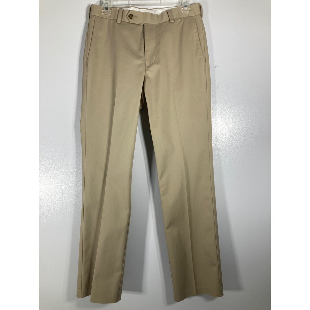 Roundtree & Yorke Mens Khaki Pants Straight Fit Flat Front 30 x 30 Tan